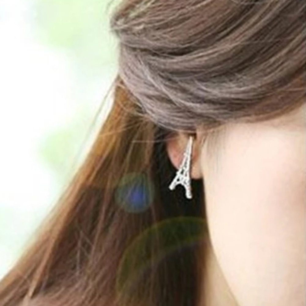 Eiffel Tower Silver 1 inch Studd Earrings